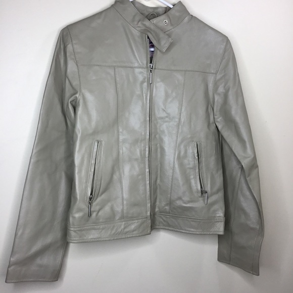 Real Work Wear Jackets Coats Real Work Wear Tan Leather Moto Jacket Size S Poshmark